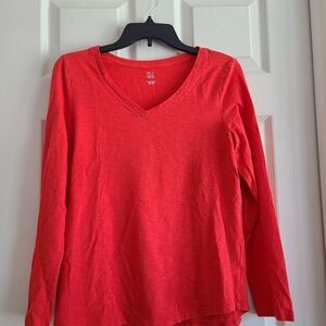 Falls Creek Vibrant Red Long Sleeve V-Neck Top